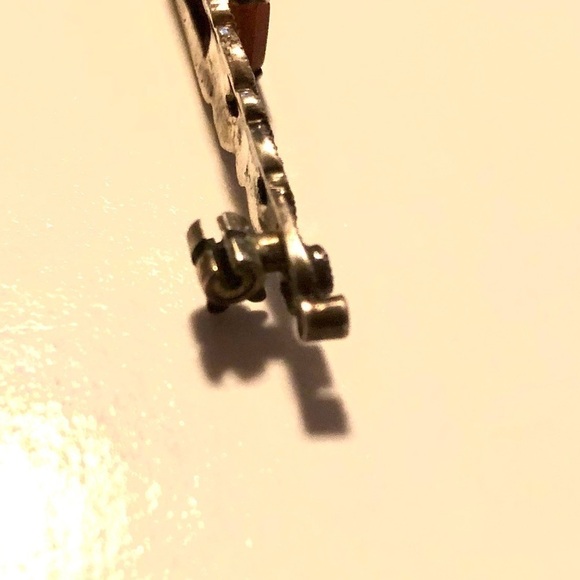 VTG Art Deco Sterling Carnelian & Marcasite Brooch Pin 2.5” - Picture 3 of 6